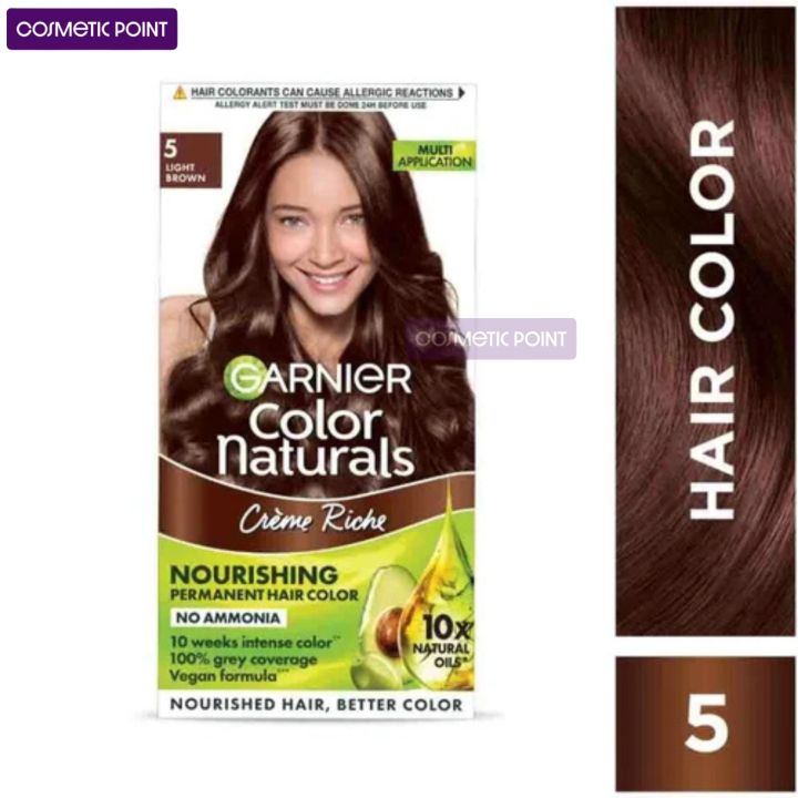 GARNIER Hair Colouring Creme, Long-lasting, Color Naturals, (Shade: 5 Light Brown)