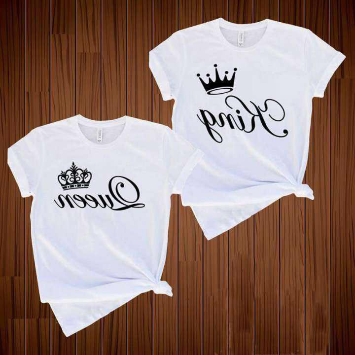 White%20%20Half%20Sleeve%20King%20Queen%20Couple%20T-shirts%20-%20T%20Shirt%20-%20Image%203