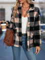 Cross border European and American autumn/winter square plaid lapel women's coat.
