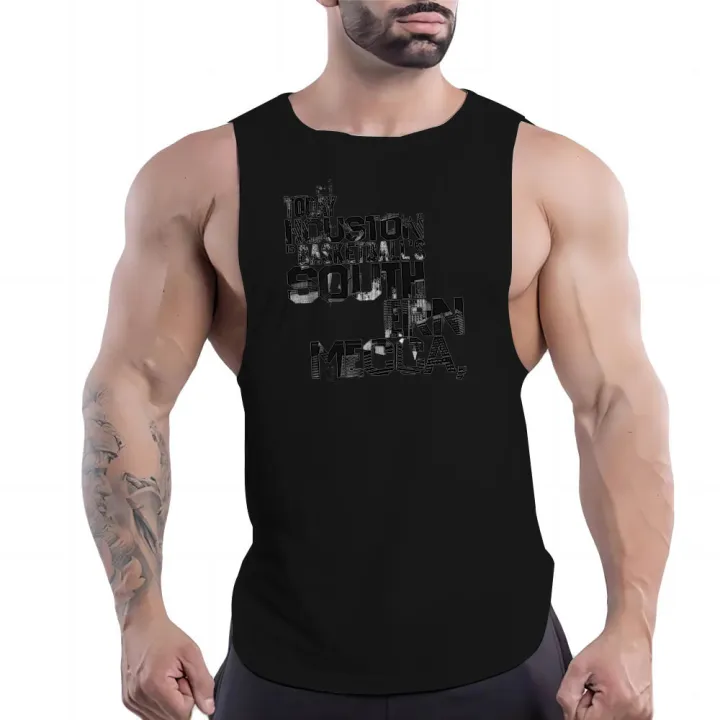 Summer%20Fashion%20Street%20Sleeveless%20Multi-Color%20Vest%20Men'S%20Casual%20Letter%20Print%20Comfortable%20Simple%20Lightweight%20Top%20Quick%20Dry%20-%20Image%204