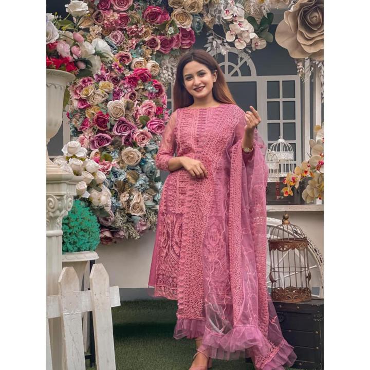 Queen's worth Featuring New Indian Four Piece  Party Dress  Ari Kajer Embroidery  Indian four Piece  Kashmiri Ary For Piece
