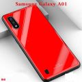 Back Cover for  Samsung Galaxy A01 Case“HONG KONG Design” Fashion Tempered Glass Protector Casing Luxury Design Mirror View Full Red Toughened Glass Case. 