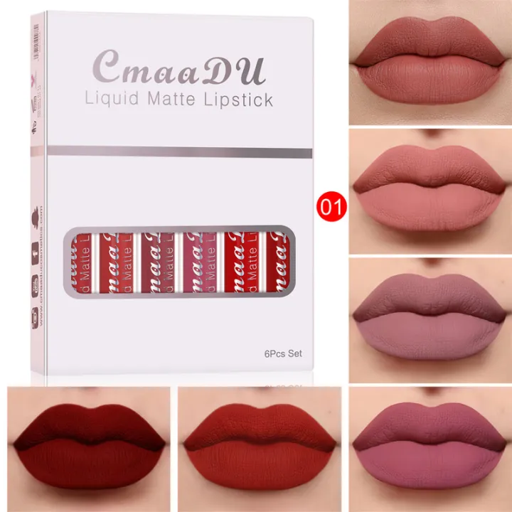 CmaaDu%206pcs/set%20Matte%20Velvet%20Non-Stick%20Cup%20Waterproof%20Not%20Easy%20To%20Swap%20Makeup%20Lipstick%20Long%20Lasting%20Lip%20Gloss%20Set%20-%20Lipstick%20-%20Lipstick%20Set%20-%20Image%208