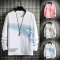 Mens Baggy Long Sleeve T Shirt Sports Crew Neck Tee Shirts Blouse Pullover Tops Round Neck Long Sleeve Men Casual Sweatshirts. 