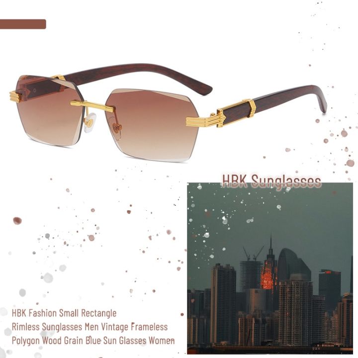 HBK%20Small%20Rectangle%20Rimless%20Sunglasses%20Men%20Vintage%20Frameless%20Fashion%20Square%20Sun%20Glasses%20for%20Women%20Polygon%20Wood%20Grain%20Blue%20UV400%20-%20Image%205