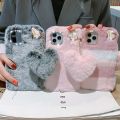 Luxury Plush Rabbit Fur Phone Case For Google Pixel 6 Pro 6A 7 7A 8 Shiny Diamond Lens Frame TPU Back Cover Fundas. 