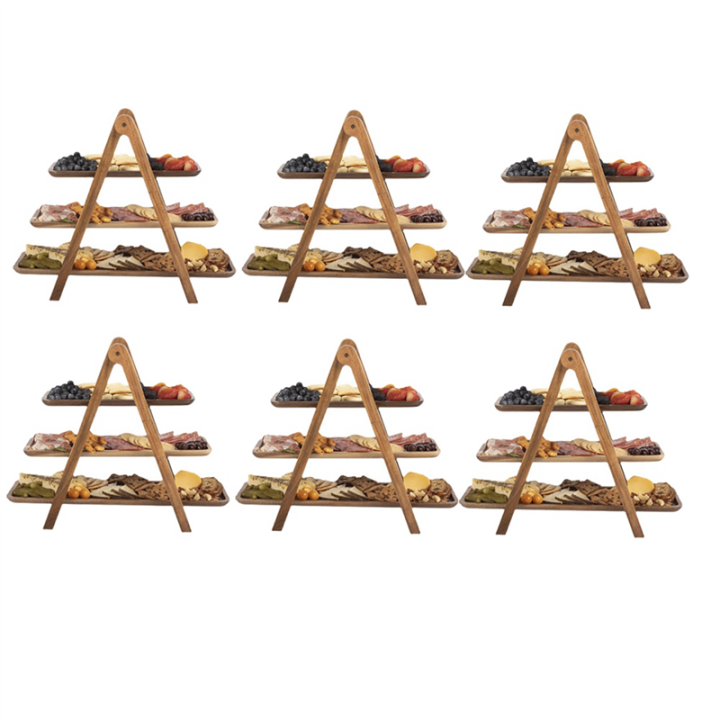 6X 3 Tier Serving Tray Wood Tiered Tray Decor Cake Stand Farmhouse Tiered Tray Serving Dishes and Platters Trays
