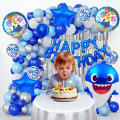 Ultimate Ocean Shark Theme Birthday Decoration Combo Pack- Full Set with Foil Backdrop & Banner- (Pack of 95 Pcs).