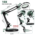Magnifying Glass with Light and Stand, 10X Magnifying Lamp, 2-In-1 Magnifying Desk Lamp with Clamp, 3 Color Mode Led Desk Lamp. 