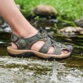 2021 New Leather Sandals Men Outdoor Summer Casual Rubber Sandals PU Hiking Wading shoes. 