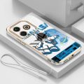 realme Note 50 note50 2024 Smile Astronaut nasa Square Phone Case 6D Plating Candy Soft Casing Cover. 