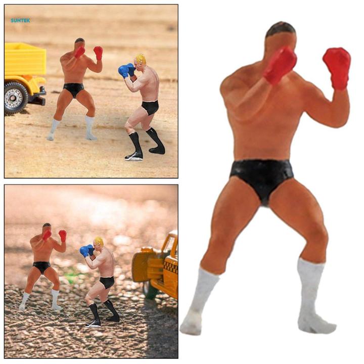 Boxing Man Model Figures Collection Hand Painted for Scenery Landscape Accessories