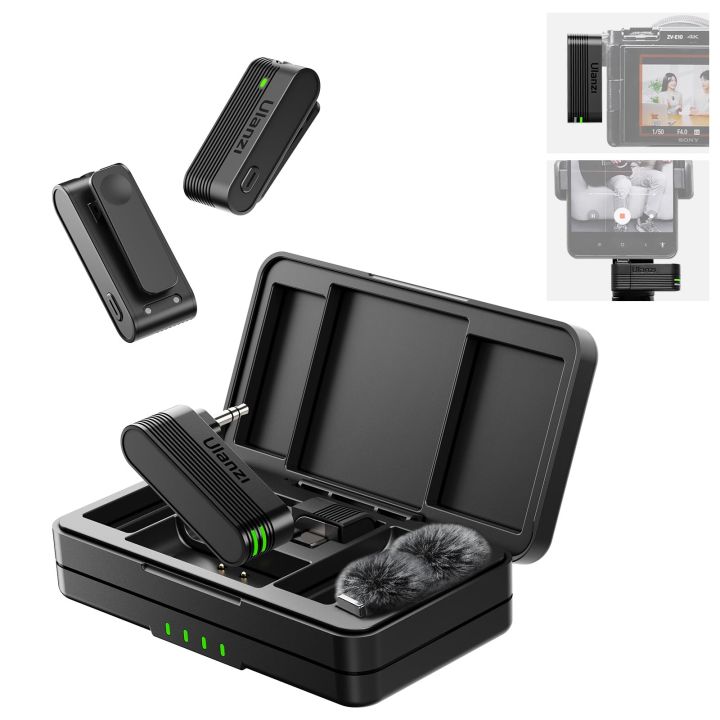 Ulanzi A100 Wireless Microphone Player Audio Video Recording Microphone for iPhone 16 15 Android Phone Camera 15 Android Phone Camera
