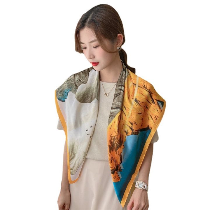 90cm%20Large%20Kerchief%20Silk-like%20Printed%20Satin%20Scarf%20Fashionable%20All-Match%20Scarf%20Scarf%20-%20Image%205