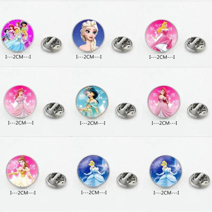 2024 New Disney Cartoon Brooch Frozen Elsa Anna Cinderella Princess Series Jewelry Fashion Time Gem Brooch Girl Accessories Gift