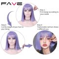 FAVE Wig With Bangs Light Purple Shoulder Length Synthetic Hair Bob Straight Hair For Black And White Women Daily Life Party. 