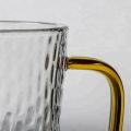 Premium Borosilicate Glass Mug with Large Yellow Handle, Funnel Shape, Dishwasher Safe - Lightweight, Classic Style, 400ml Capacity, Clear Round Glass for Tea, Coffee, and Cold Drinks.. 