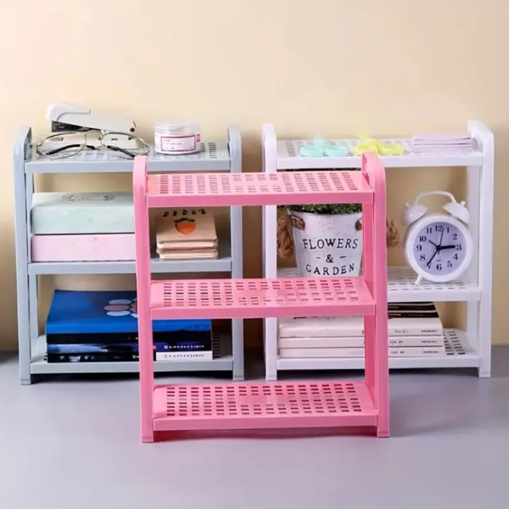 Storing%20Blue/Pink/White%20Three-Layer%20Storage%20Rack%20Adjustable%20Multifunctional%20Plastic%20Desk%20Shelves%20Hollow%20Assembled%20Stationery%20-%20Image%208