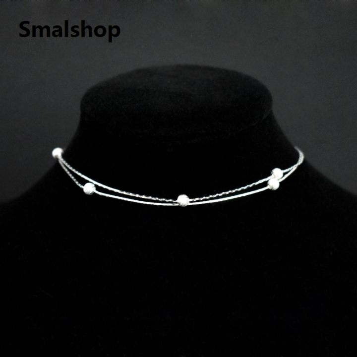 Smalshop%20%E3%80%90Best%20value%E3%80%91%20Newest%20Fashion%20925%20Sterling%20Silver%20Double%20Layer%20Frosted%20Beads%20Anklets%20Women%20Small%20Ball%20Pendant%20Beach%20Foot%20Chain%20Bracelet%20Jewelry%20-%20Image%204