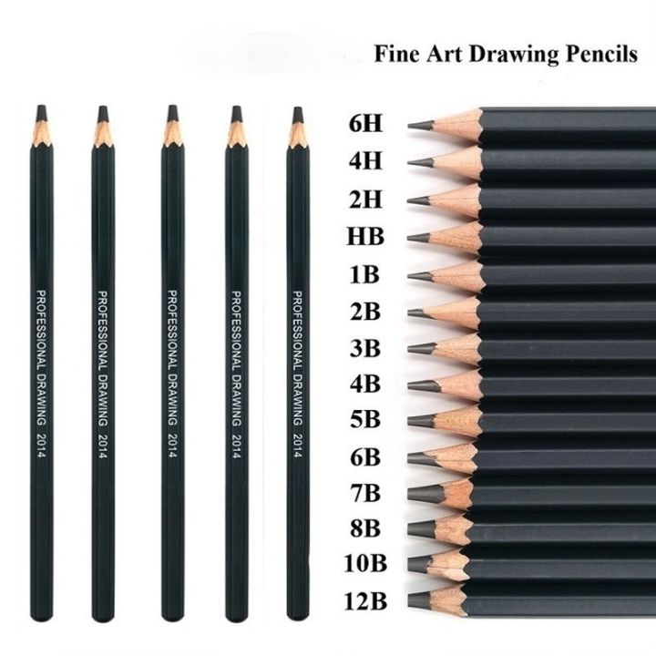 14Pcs/box%20Professional%20Sketch%20And%20Drawing%20Writing%20Pencil%20Stationery%20Supplies%206H-12B%20Pencil%20Painting%20Tool%20-%20Image%204