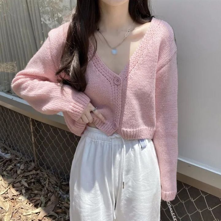 Y2k%20Women%20Cardigan%20Sweater%20Knitted%20Cropped%20Korean%20Short%20Long%20sleeve%20Crop%20Top%20V%20neck%20Fashion%20Clothe%20-%20Image%207