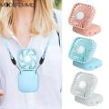 Mini Handle Wind Power Cooling Air Fans Portable USB Office Desktop Fan Home Travel School Supplies 2-IN-1 Hanging Neck Electric Fan with Lanyard Mute Handheld Desktop Charge Fan. 
