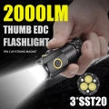 3 LED SST20 Mini LED Flashlight TYPE-C Rechargeable Portable EDC Torch Emergency Camping Lantern with Magnet Use 18350 Battery. 
