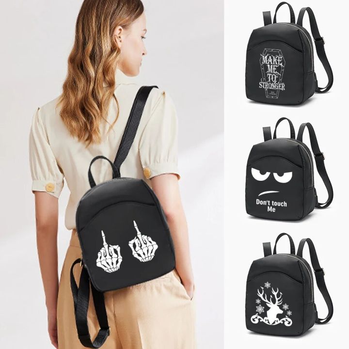 White Picture Print Mini Backpack Crossbody Bag for Teenage Girl Women Shoulder Phone Purse Korean Style New Trendy Female 2023