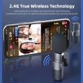 2.4GHz Wireless Microphone Clip-on Lavalier Microphone Transmitter Receiver Live Video Recoding Interview K9.