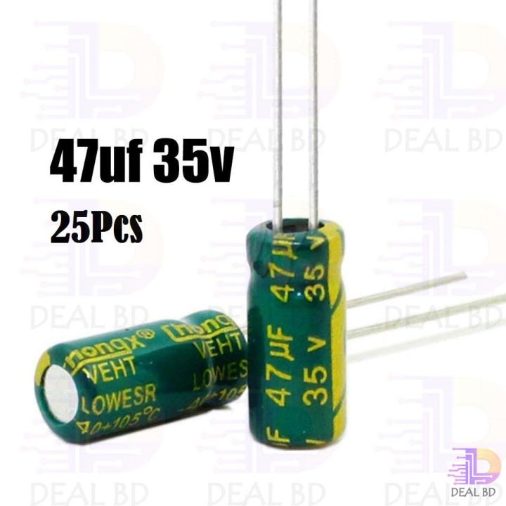 25Pcs- Electrolytic Capacitor 47uF 35V Radial Polarized Aluminum Electrolytic Capacitor