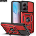 For ZTE Blade A54 A34 Phone Case Camera Lens Protector Shockproof Armor Iron Metal Car Ring Kickstand Bracket Casing for ZTE Blade A54 A34 Cover Casing HP. 