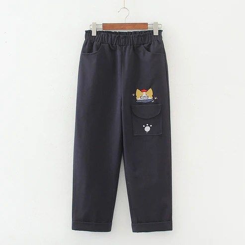 New%20Girls'%20High%20Waist%20Cat%20Printed%20Pocket%20Trousers%20Good%20Quality%20-%20Image%205