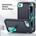 3 In 1 Full Cover Shockproof Phone Case With Stand For iPhone 8 / 7 / 6 / 6s / SE2 / SE3 / iPhone SE 2022 / 2020 Thick Hard Phone Casing Contrasting Colors Fashion Phone Cover Shell.