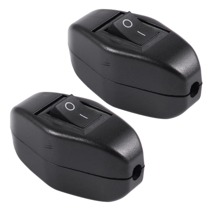 2X Black Bedroom on Off Button in Line Switch 6A/250VAC 10A/125VAC