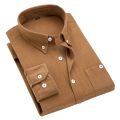Men's Thick Fabric Shirts And Blouses Solid Color Long Sleeve Casual Slim Fit Formal Business Dress Up Tops Shirt Clothing. 