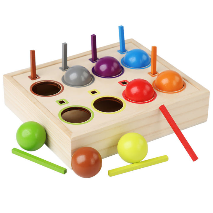 Wooden Rainbow Ball CPC CE Children's Early Education Enlightenment Color Cognitive Classification Matching Puzzle Shape Box