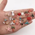 30/60/100pcs Random Mix Enamel Floating Charms For Jewelry Making Supplies DIY Locket Components Flowers Heart Charm Accessories.