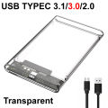 USB TYPE-C 3.1/3.0/2.0 HDD Enclosure 2.5inch Serial Port SATA SSD Hard Drive Case Support 6TB transparent Mobile External HDD. 