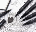 RHS Online 6PCS UNI Drawing Pen Ultra Fine Line Marker Black Ink 005 01 02 03 05 08 Micron Sketch Pen Art Supplies.