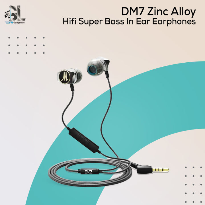 DM7 Zinc Alloy Hifi Super Bass In Ear Earphones - Black - Headphone - Headphone