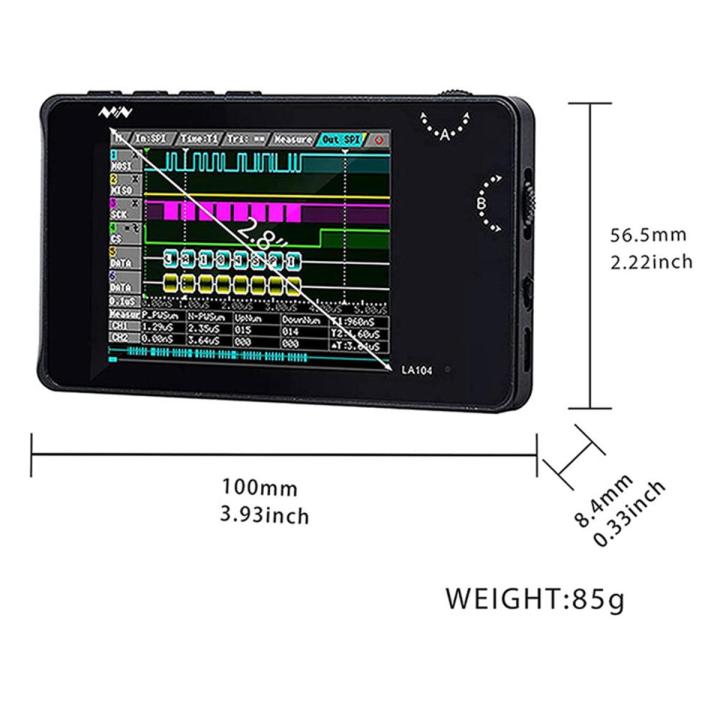 LA104 Logic Analyzer Pocket Size Handheld SPI I2C UART 100Msa/S Max Sampling Rate