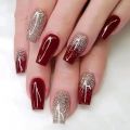 24pcs removeable false nails with glue Gradient Shinny brown coffin glitter Ballet press on nails long full cover nails tip. 