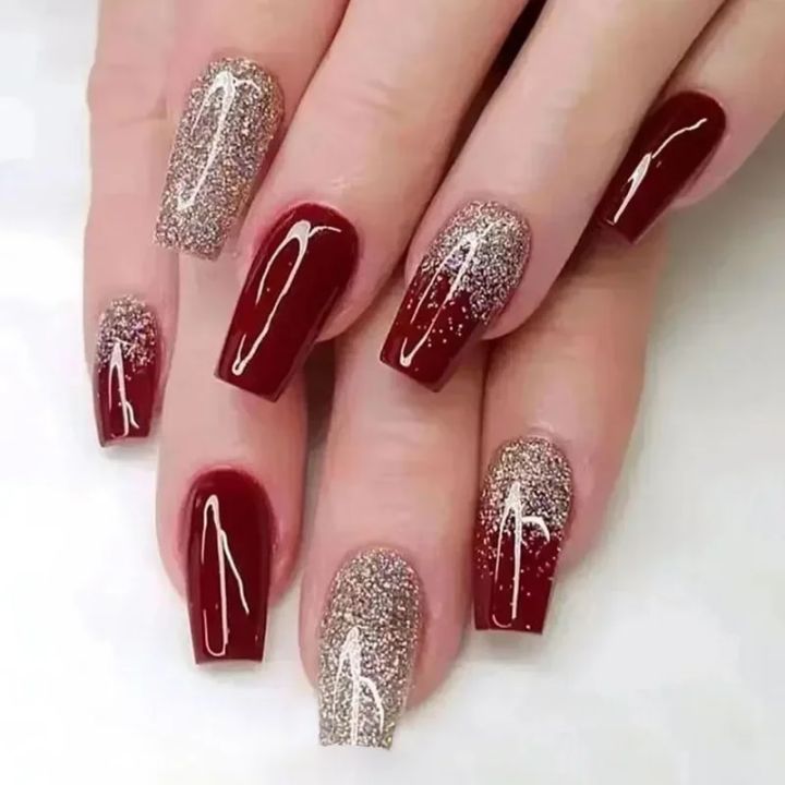 24pcs%20removeable%20false%20nails%20with%20glue%20Gradient%20Shinny%20brown%20coffin%20glitter%20Ballet%20press%20on%20nails%20long%20full%20cover%20nails%20tip%20-%20Image%202