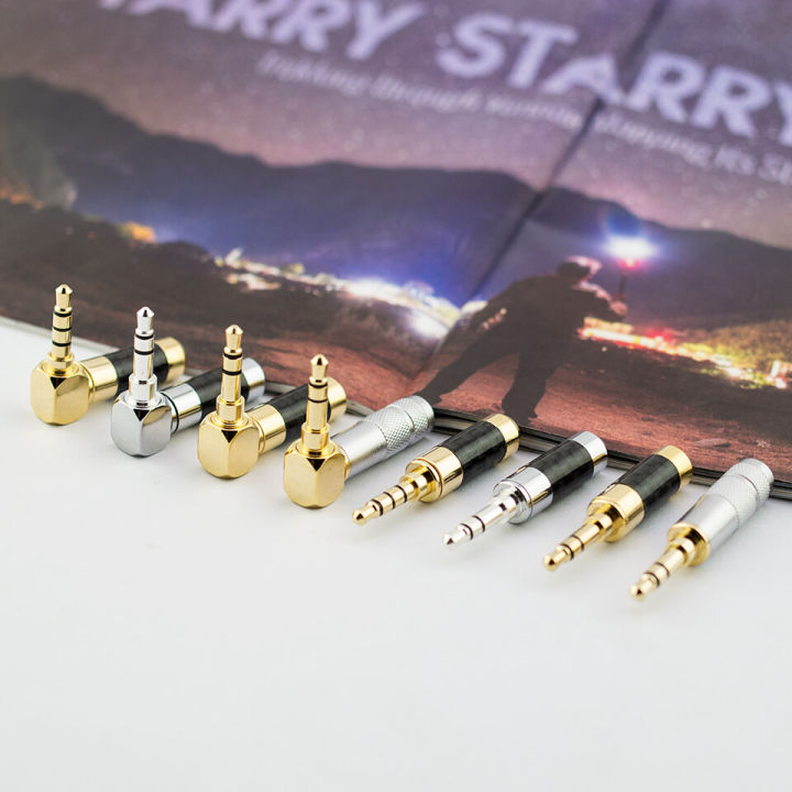 High Quality Gold-plated 3.5mm audio pulg 3/4 Pole 90 Degree Plug Stereo Headphone Plug L-shaped Elbow Right Angle Diy 3.5 Repair Welding Head For 6mm Cable