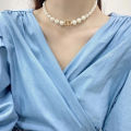 Fashion Bohemian Letter CD Pearl Choker Necklace Punk Necklaces for women jewelry Body Jewelry Cuilei. 