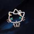 Fashionable Trendy Hello Kitty Brooch for Women Hijab Pin - Crystal Rhinestone Brooch Hijab Safety Pin for Girls Simple Stylish - Hizab Safety Pin for Girls and Women - Hijab Pin for Women. 
