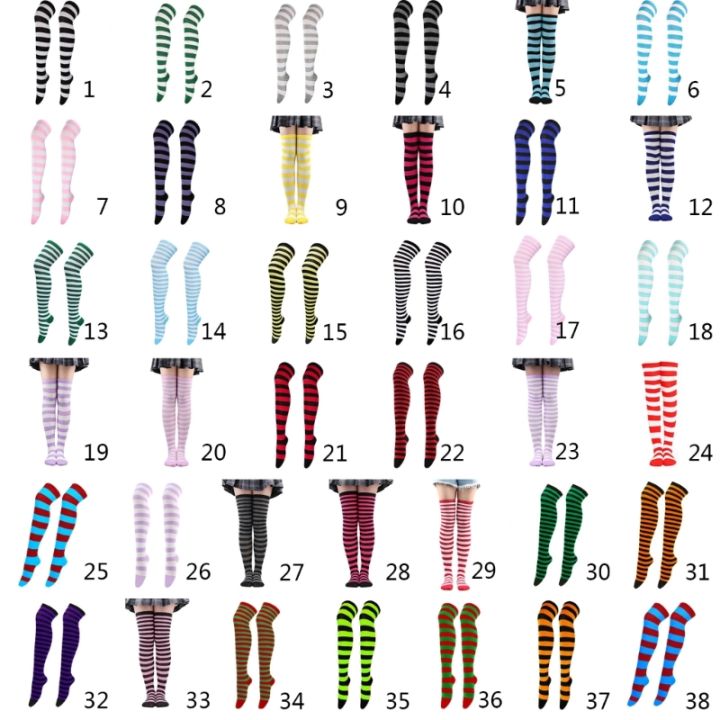 Long Striped Stockings Printed Femboy Thigh High Colorful Long Socks Stockings for Daily or Anime Cosplay Party Stockings Amour zii