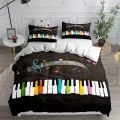 Piano Keys Comforter Cover Rotating Musical Notes Duvet Cover Tie Dye Bedding Set for Kids Boys Girl Music Polyester Quilt Cover. 