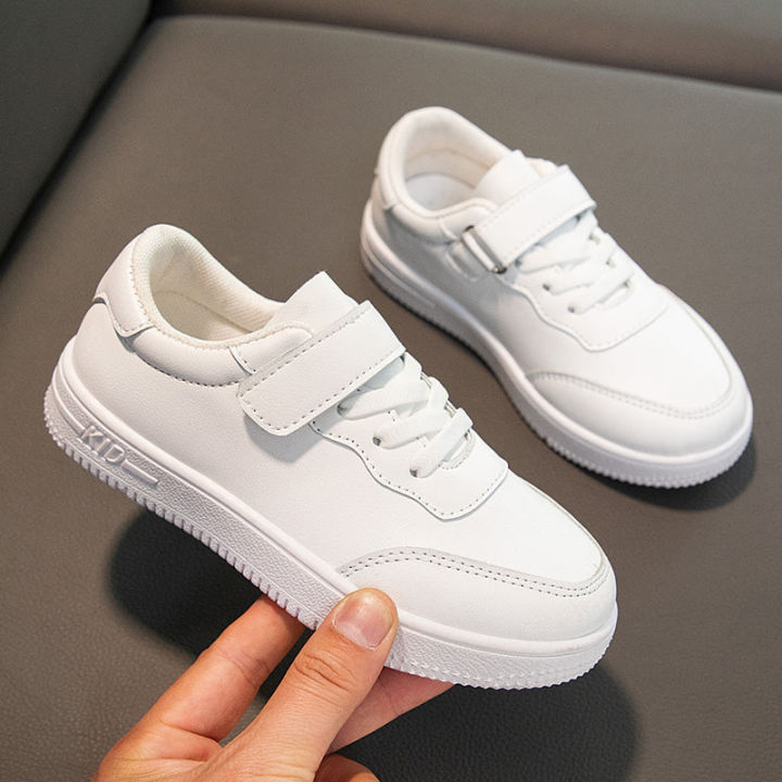 Children's school performance small white shoes velcro soft-soled sneakers spring and autumn boys and girls low-top casual shoes
