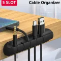 Flexible Silicone Cable Organizer With Adhesive Cable Winder Wire. 